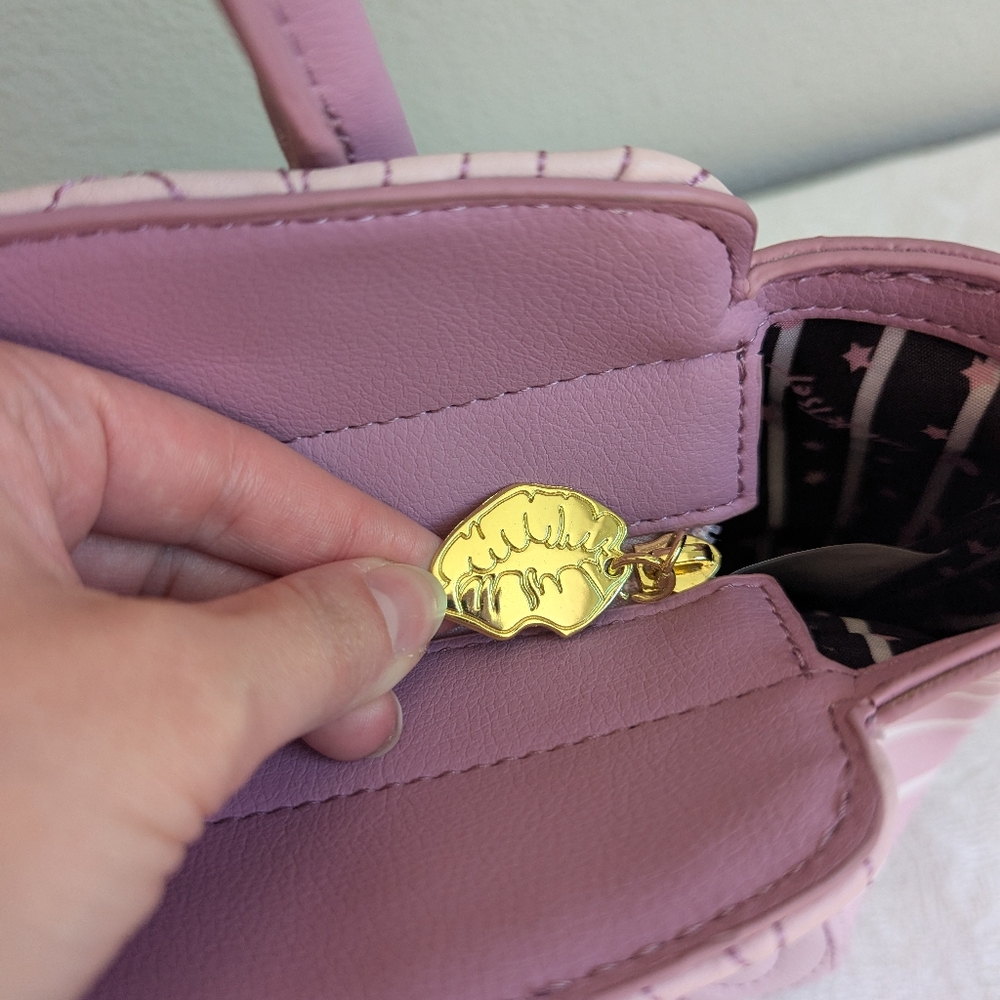 Luv Betsey Johnson Quilted Hearts Pastel Purple Crossbody Handbag Purse - Picture 13 of 15